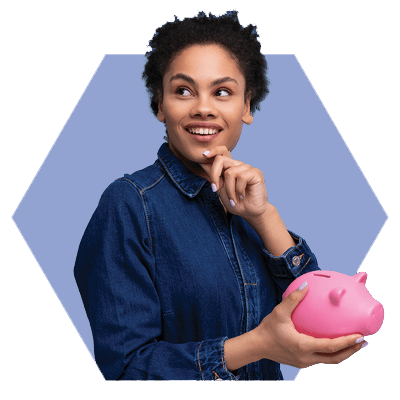 Woman Holding a Piggy Bank
