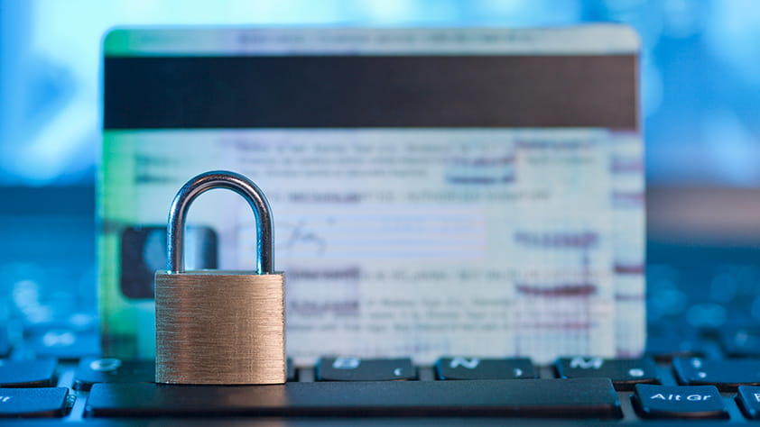 Picture of Lock and Credit Card on top of Keyboard