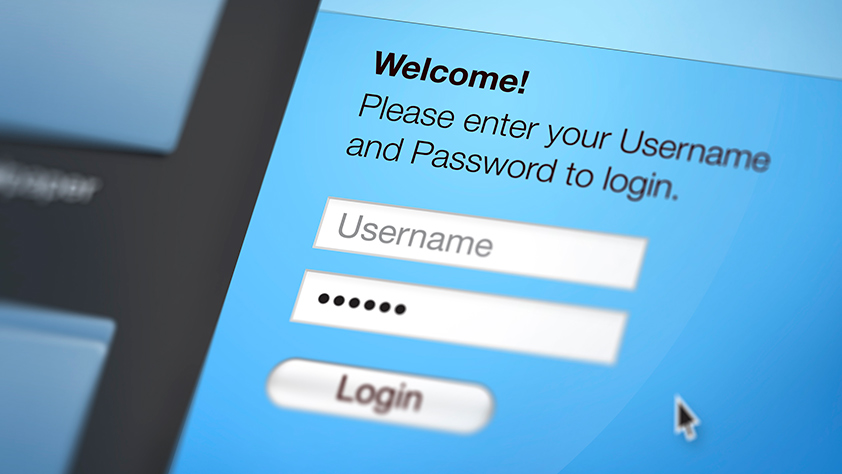 Close up view of a website login page on a computer screen
