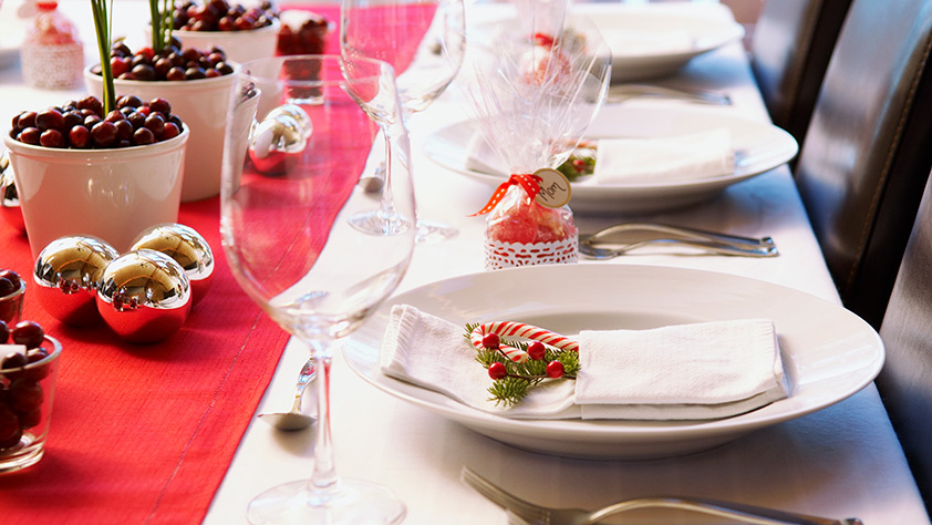 Close Up of Holiday Place Settings