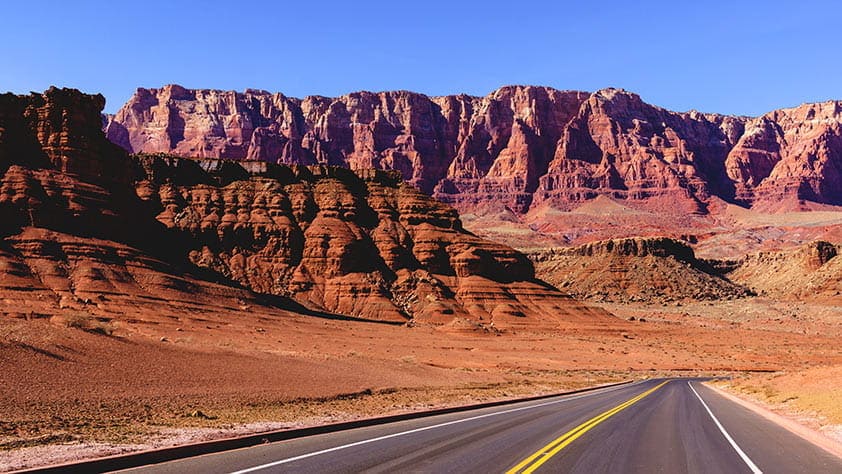 Highway through the Painted Desert in Arizona