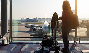Woman waiting in an airport