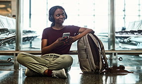 Woman waiting in an airport