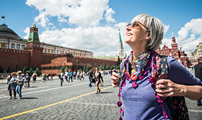 Senior Woman Enjoying the Red Square in Moscow, Russia