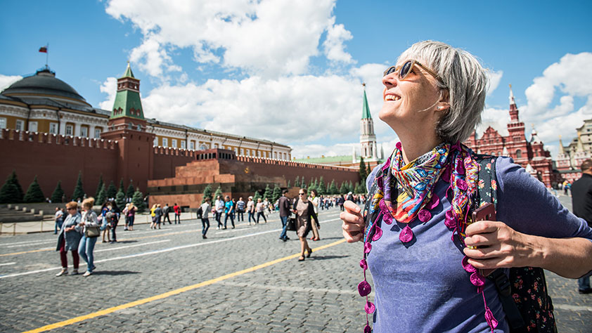 Saving Strategies for Senior Travel Discounts - Woman Enjoying the Red Square in Moscow, Russia