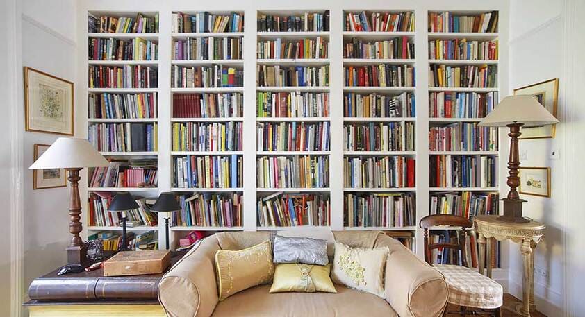 Custom Built-In Bookcases Along an Entire Wall
