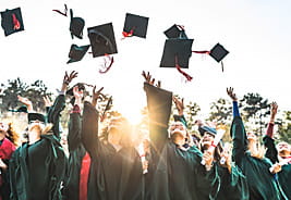 Graduation Hats Thrown into the Air
