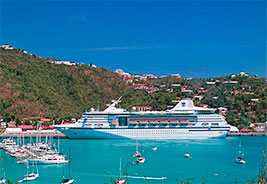 NEA Travel: Cruises - Cruise ship docked at Charlotte Amalie on St. Thomas