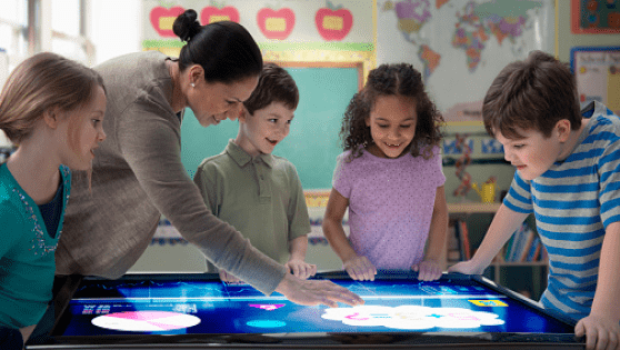 Children learning in a classroom