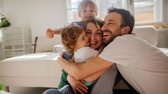 Happy Family in Their Living Room
