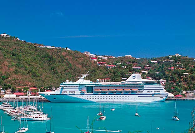 NEA Travel: Cruises - Cruise ship docked at Charlotte Amalie on St. Thomas