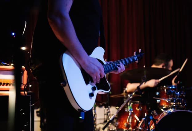 Rock guitarist playing solo