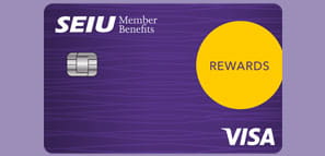 SEIU Rewards Visa card offering unlimited rewards as part of the Benefits and Discounts for SEIU Members