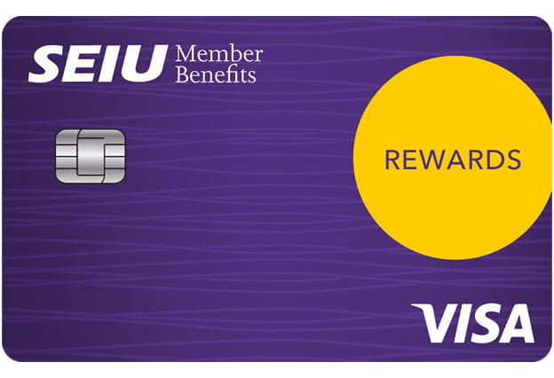 SEIU Rewards Visa card offering unlimited rewards as part of the Benefits and Discounts for SEIU Members